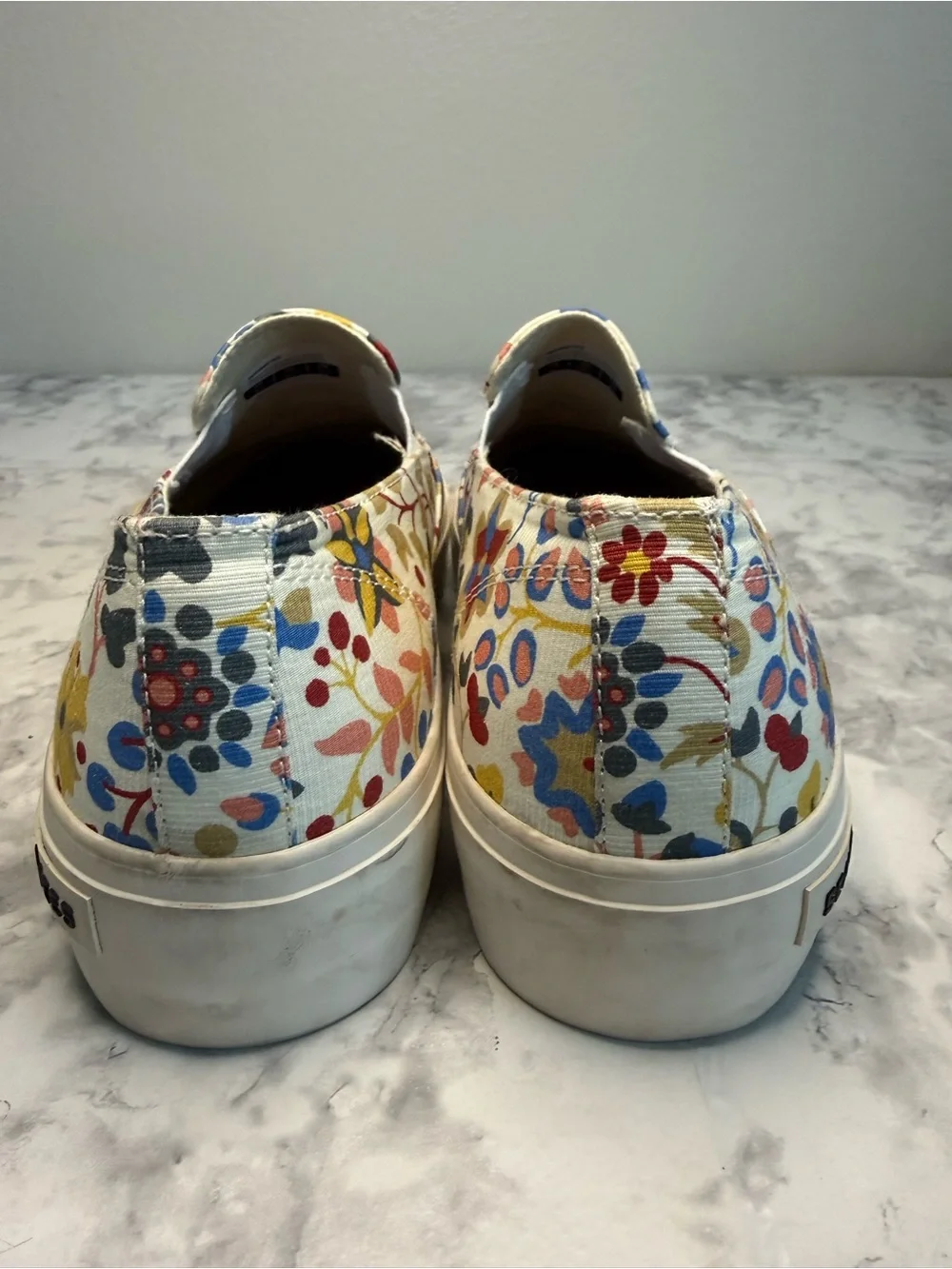SeaVees Baja Platform Floral Canvas Slip-On Sneakers - White Multi Ribbed Cotton